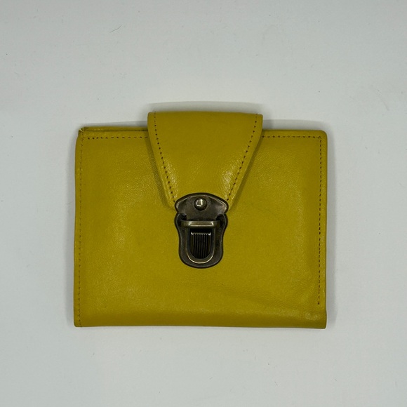 basha Handbags - Basha Mustard Yellow Leather Wallet with Silver Lock